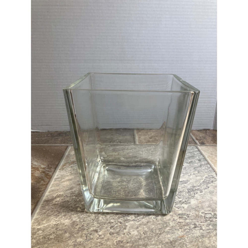 Square Glass Cube Vase Clear Modern Geometric Container Floral Display Decor